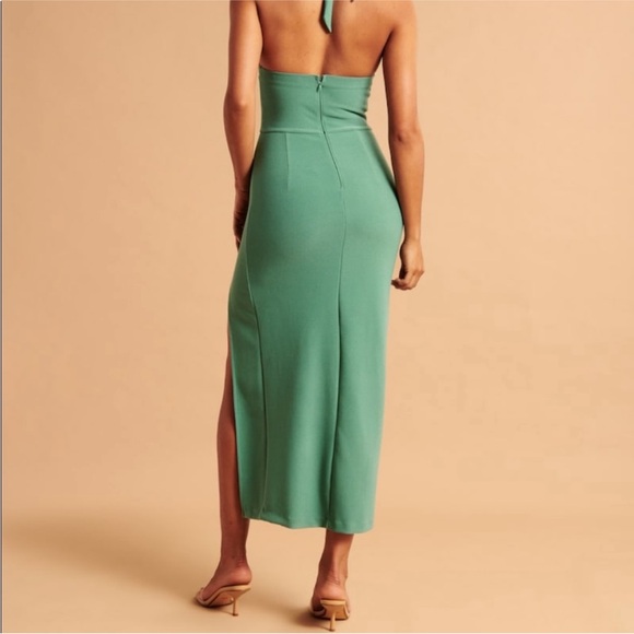 Abercrombie & Fitch Green Keyhole Halter Maxi Dress Size Small Tall - Picture 5 of 6